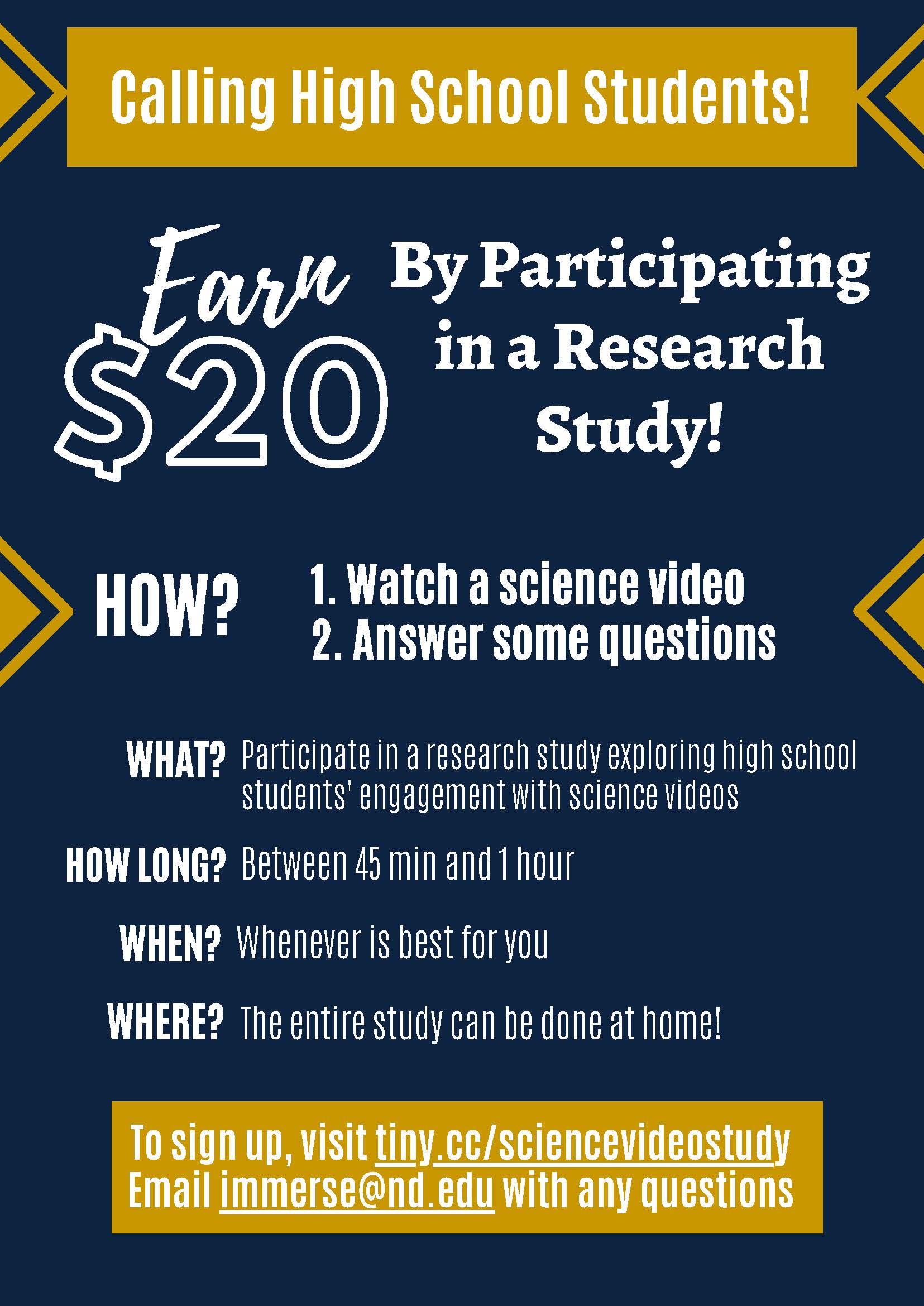 ND Science Video Study Recruitment Flyer